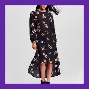 WHO WHAT WEAR Black Floral High Low Boho Dress S